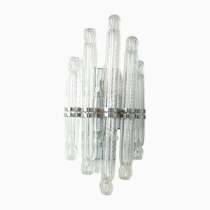 Lampada da parete in metallo cromato e vetro di Honsel, anni '70