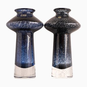 Vasi Mid-Century moderni in vetro di Bo Borgström per Åseda, set di 2