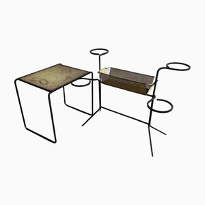 Mid-Century Metal Plant Rack and Side Table by Mathieu Matégot, 1950s, Set of 2