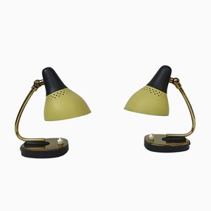 Italienische Tischlampen aus Messing in Gelb & Schwarz, 1950er, 2er Set