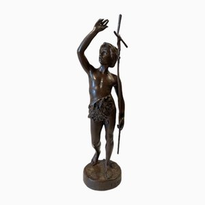 Emile Laporte & Siot Paris, Figura de niño con cruz, década de 1800 a 1900, bronce
