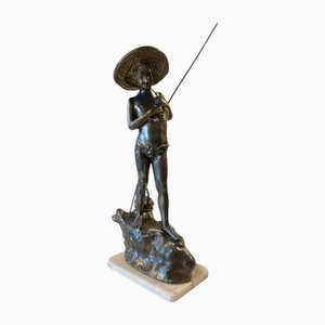 Bronze Figure of a Young Fisherman by Giovanni Varlese, 1890s