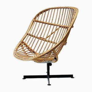Rattan Lounge Chair by Rudolf Wolf for Rohe