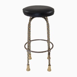 Chromed and Gilded Metal Stool, 1970s