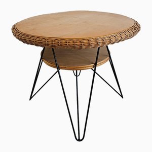Mid-Century Modern Patio Wicker Table, Italy, 1950s