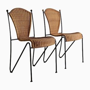 Stühle aus Korbgeflecht & Eisen von Frederick Weinberg, USA, 1960er, 6er Set