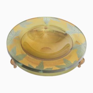 Golden Glass Art Bowl, 1990s