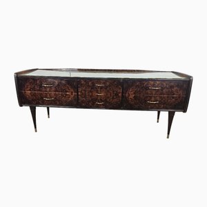 Italienische Mid-Century Kommode mit Sechs Schubladen und Glasplatte, 1970