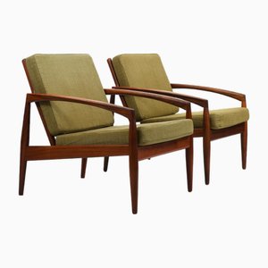 Set of Vintage Paper Knife Easy Chairs by Kai Kristiansen for Magnus Olesen, 1960s