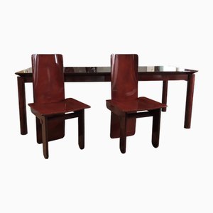 Mesa de comedor italiana vintage con sillas, 1970. Juego de 9