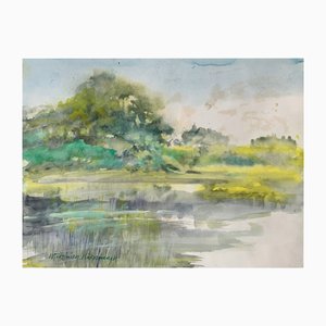 Włodzimierz Karczmarzyk, Landscape of the Kabacki Forest Reserve, 2000, Watercolor & Paper