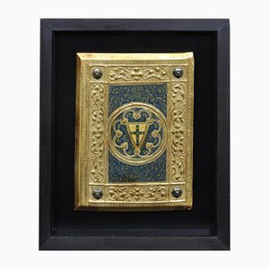 Icilio Federico Joni, Reliure de Couverture de Livre Tavolette Peinte, Doré et Bois, 1890s, Huile & Cèdre & Gesso
