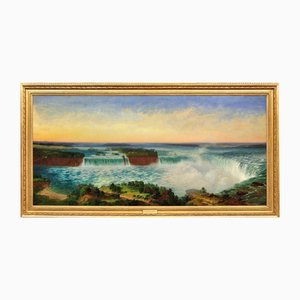 Alexandre Le Bihan, Niagara Falls, Ontario & New York State., 1800s, Oil on Canvas, Framed