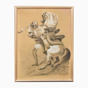 Lesueur, One Thousand and One Nights, 1892, Charcoal & Gouache & Paper, Framed