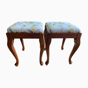 Set of Vintage English Stools in William Morris Fabric, 1920s