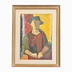 Gösta Haglund, Portrait in Geometric Abstraction, 1960s, Oil on Board, Framed