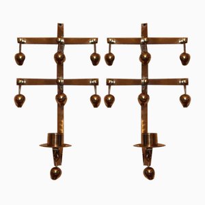 Mid-Century Swedish Brass Sconces by Kee Mora, Set of 2