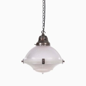 Antique Three-Part Holophane Pendant Light, 1920s
