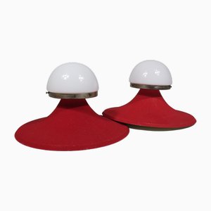 Wall or Ceiling Lamps with Flowing Lines and Subtle Texture, 1950s, Set of 2