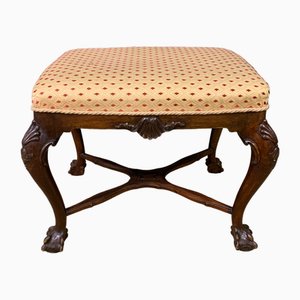 Hocker aus Nussholz im Queen Anne Stil, 1900