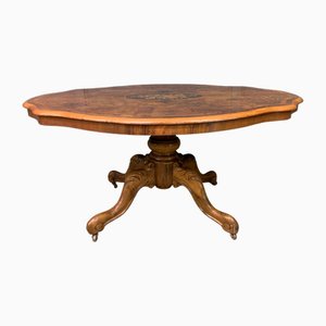 Table Victorienne Loo en Marqueterie de Noyer, 1870