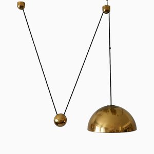 Mid-Century Counterweight Brass Pendant Lamp by Florian Schulz, 1960s