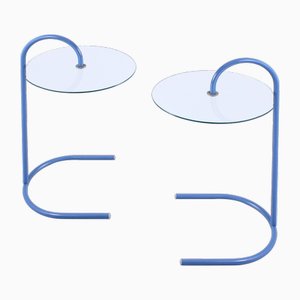 Postmoderne blaue Beistelltische von Ikea, 1980er, 2er Set