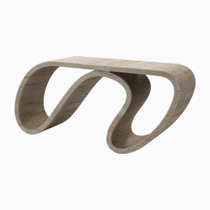 Surge Console Table in Travertine Marble by Neal Aronowitz
