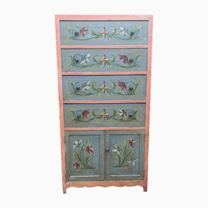 Mid-Century Sicilian Chest of Drawers with Floral Decorations, 1950s