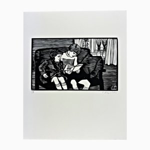 Conrad Felixmüller, Conrad Felixmüller the Picture Book (The Sisters), 1956, Woodblock Print