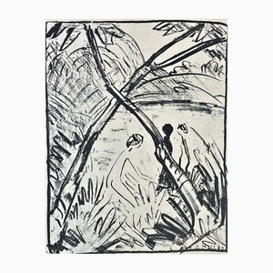 Otto Mueller, Three Figures and Crossed Trunks, 1916, Lithograph