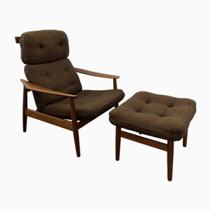 Silla FD-164 con reposapiés de Arne Vodder para Cado. Juego de 2