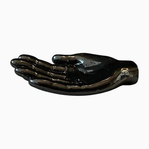 Modern Black Murano Glass Paperweight Depicting an Hand attributed to Alfredo Barbini, 1990s