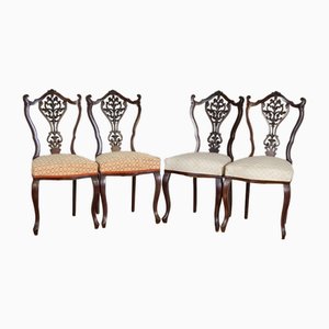 Antique Louis XV Ash Chairs with Openwork Backrests, Set of 4