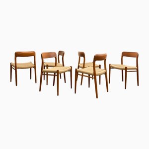 Mid-Century Modern Danish Dining Chairs in Teak by Niels O. Møller, 1950s, Set of 6