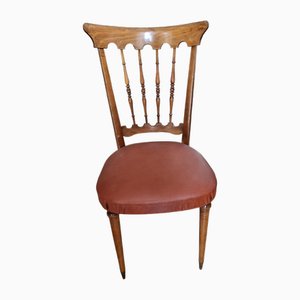 Four Oak Chairs with Imitation Leather Seats, 1952, Set of 4