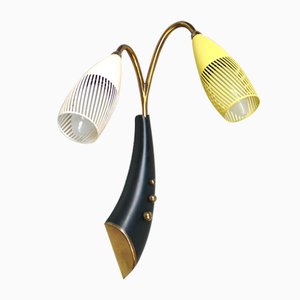 Brass, Yellow, Beige and Black Wall Lamp Set from Gebrüder Cosack, 1950s, Set of 8