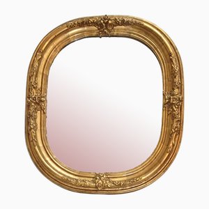 Miroir Mural Antique en Bois Sculpté et Doré, France, 1920s