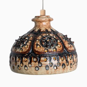 Kegelförmige Hängelampe aus schokoladenbrauner Keramik, 1970