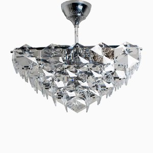 Lampe à Suspension Hex en Chrome et Cristal Kinkeldey, 1970