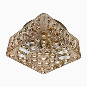 Quadratische Sun Bernsteinfarbene Wandlampe aus Glas von Helena Tynell, 1970