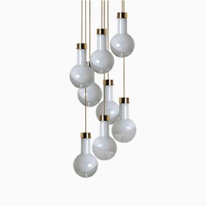 Lampe à Suspension Plusieurs en Verre Laiteux par Harrachov, 1970s