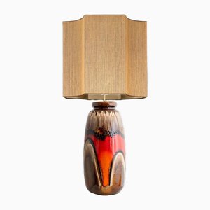Table Lamp in Fat Lava Brown and Red Ceramic, 1970