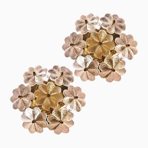 Glass and Brass Floral Wall Light from Ernst Palme, 1970s