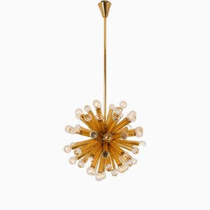 Lámpara colgante de latón dorado con bolas de Swarovski de Ernst Palme, años 60