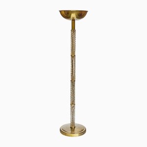 Brass and Glass Floor Lamp by Seguso Vetri Darte, 1950s