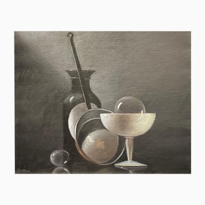 Jean Roll, Cup and Pan, Oil on Canvas