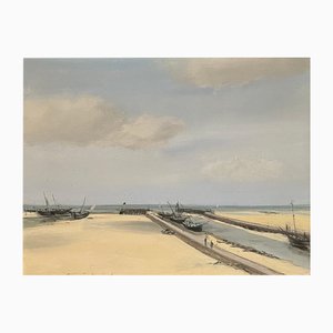 Roland Weber, Dique en Gravelines, óleo sobre lienzo