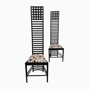 Sedie Hill House attribuite a Charles Rennie Mackintosh, Italia, anni '80, set di 2