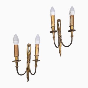 Louis XVI Style Bronze Knot and Tassel Sconces, 1940s, Set of 2